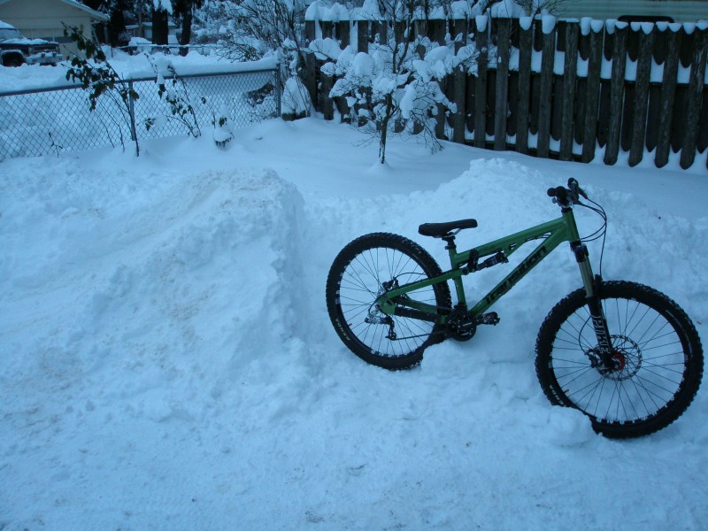 Totally bored after several days of cold weather and over 2 feet of snow. Build a snow jump!