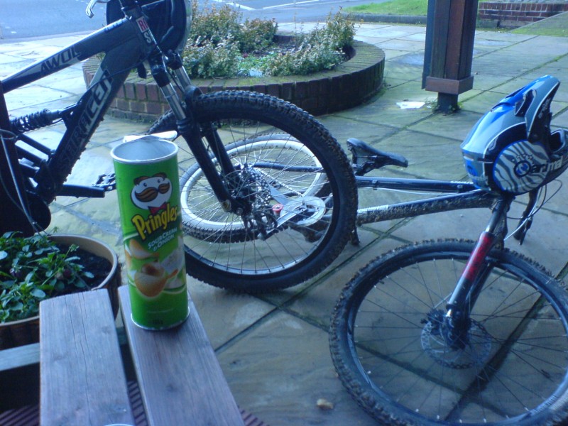 outside the pub after a good ride