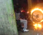 wheel on fire