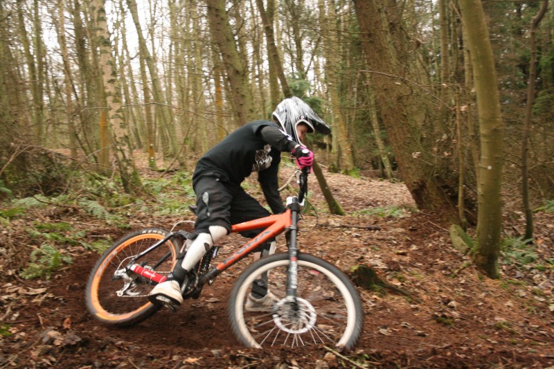coming round the rutted corner. taken by alan.
