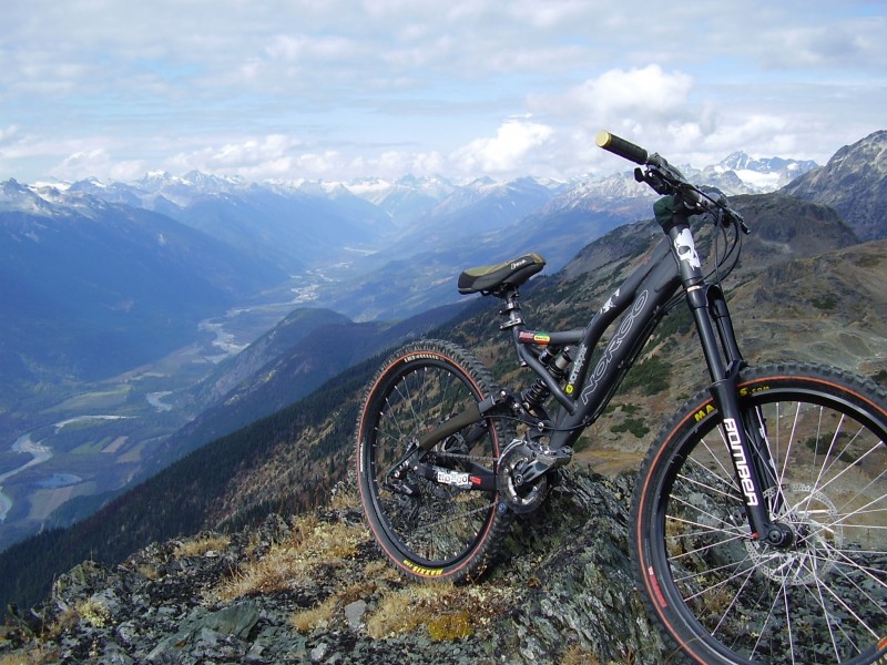 This is a photo of my bike I took up top in Pemberton, B.C. Then we rode down for 4 hours.