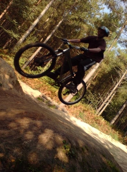 over the big table top at the bedgebury down hill course