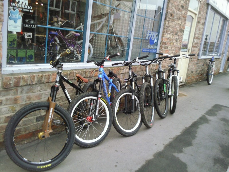 Some of our bikes outside the bike shop