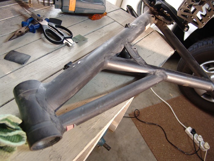The front part of the gemini's frame after a fair deal of sanding
