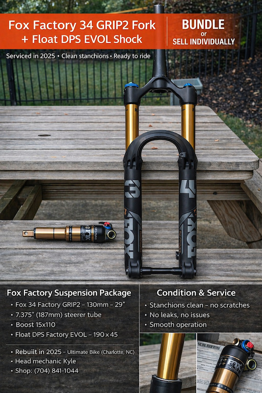 BUNDLE: Fox 34 Factory GRIP2 130mm + DPS EVOL 190x45 For Sale