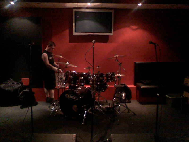 My beautiful kit, setting it up for a gig in scumdee..