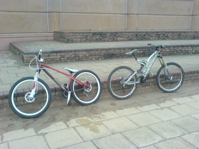 mine and daves bike in the arena in rhyl