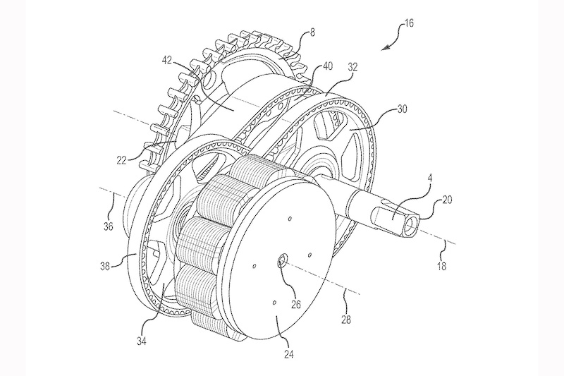 Patent Round Up: Gates Mid-Drive Motor, Specialized eMTB With Modular Battery, And A Big Shimano Brake