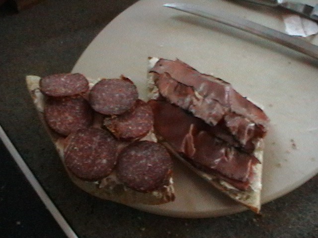 cream cheese salami montreal smoked meat cheddar melt before cooking and adding cheddar