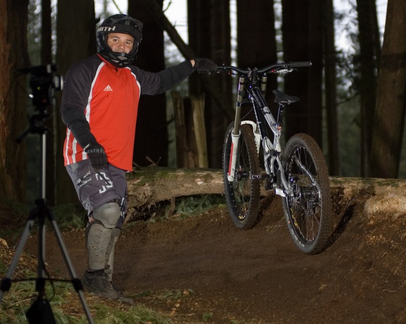 Ripping it up on the new Banshee Legend DH bike