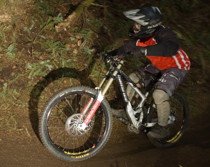 Ripping it up on the new Banshee Legend DH bike