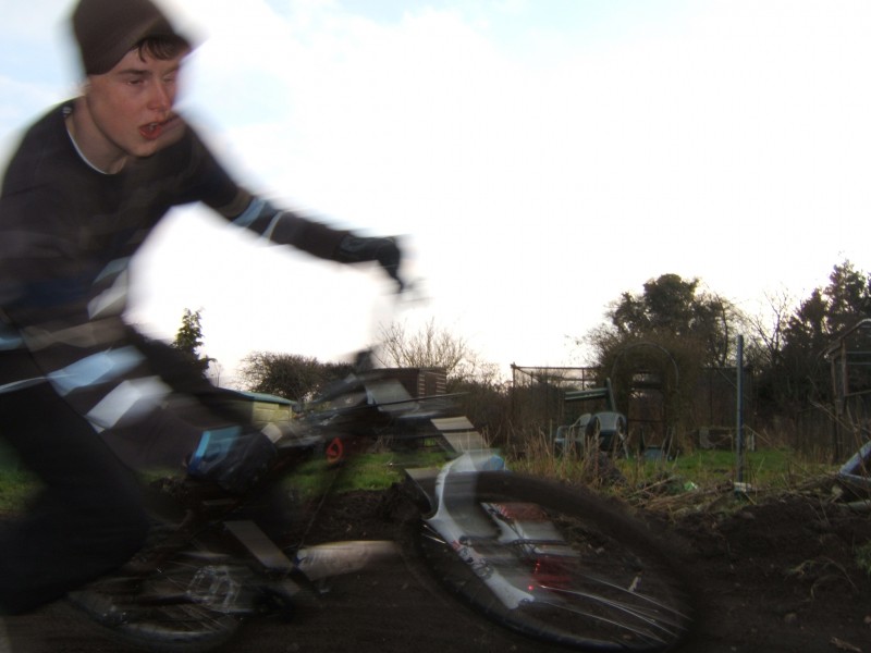 Pump track riding...Got abit close with camera and scared him :L