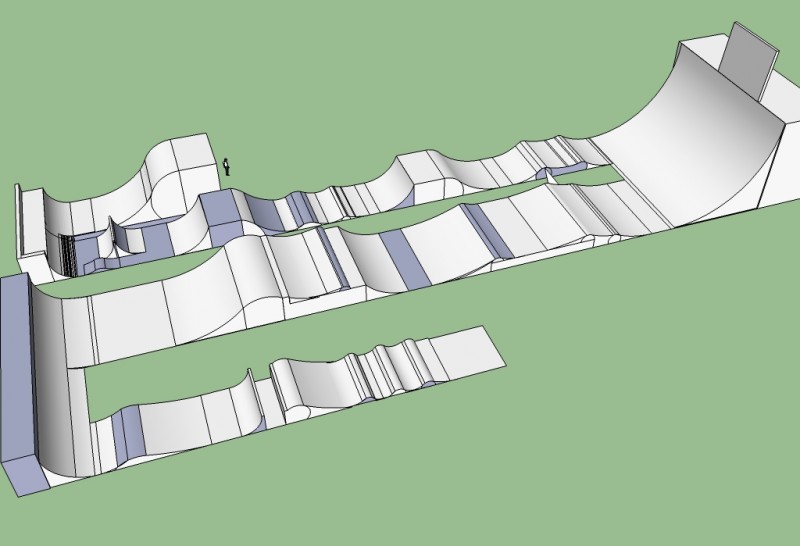 a 3-d drawing of a park/jump section done on google sketch up