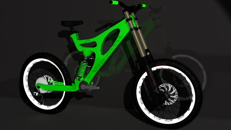 8 hours of 3D studio max and voila, a sample of my latest creations, they are fully functional as well suspension and wheels, putting on brake levers and calipers and a new derailluer, chain and pedals tomorrow