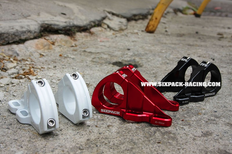 www.sixpack-racing.com - New directmount stem. Fits Boxxer and the new Fox 40 Crown. Only 138gramm! Adjustable from 45-55mm. Available in ano black, ano red and powderwhite.