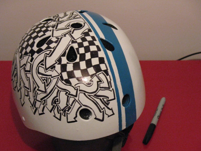 My helmet, custom painted (used to be black) and sharpied,
661 dirt lid