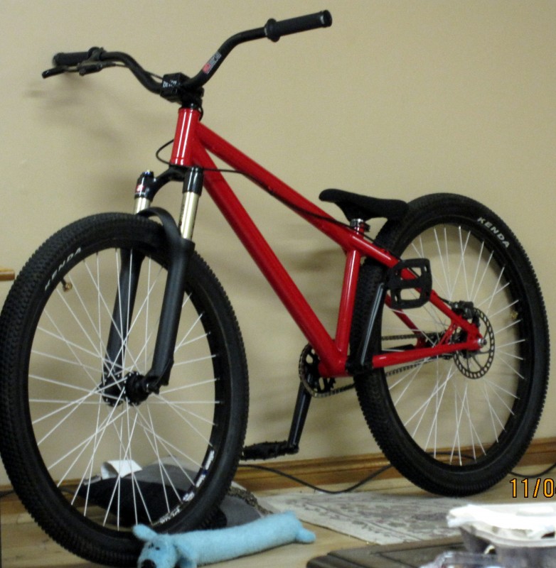 fuzzy pic of my red riot

25 lbs brakeless
25.8lbs with hfx-9