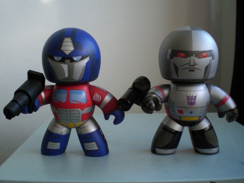 Mighty Muggs of Optimus Prime and Megatron.