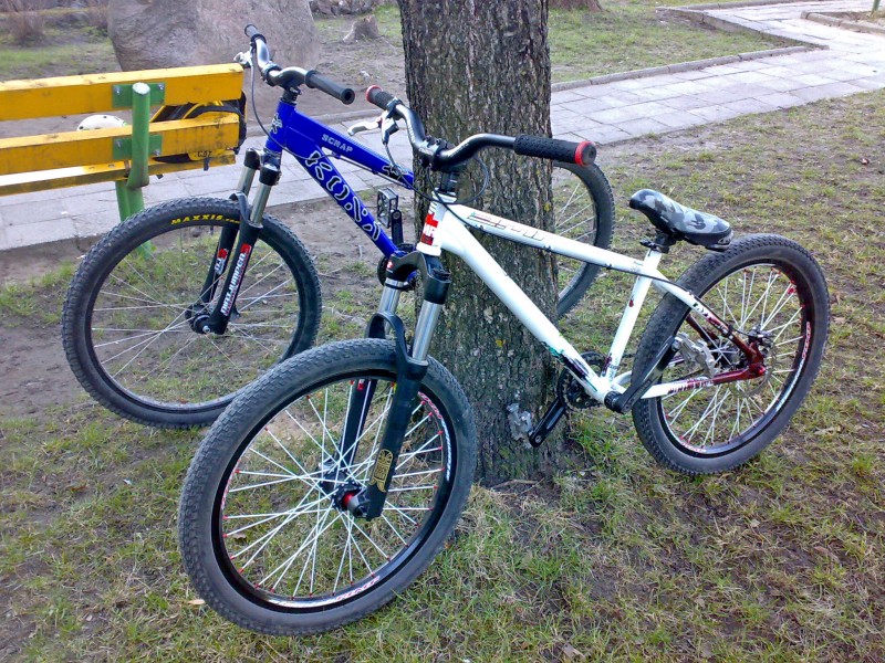 My friends (Kona Scrap) and my (Dmr Rhythm MKIII) bike with new fork.