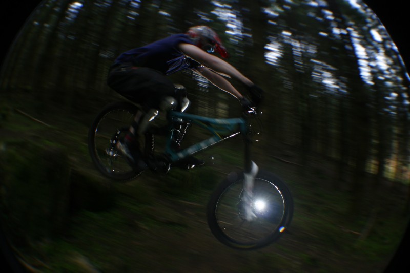 me riding, taken by ruari on my cam with hi9s fisheye taped to it lol