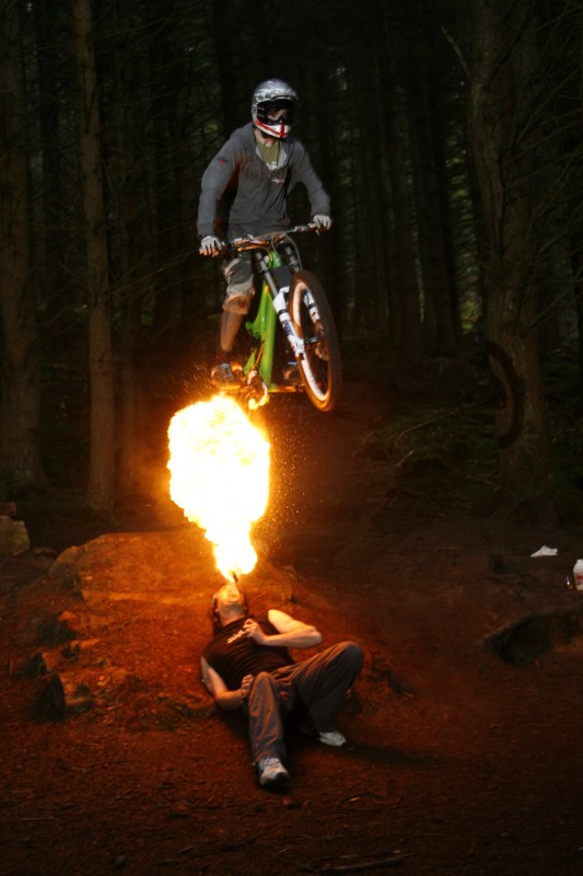 my dad firebreathing and me jumping through