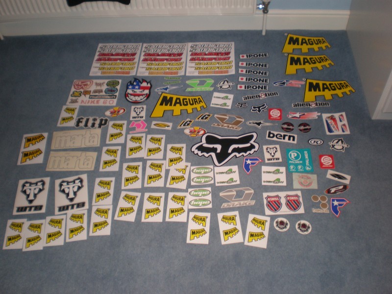 ALL OF MY STICKERS BUT SOME ARE ON MY BIKE