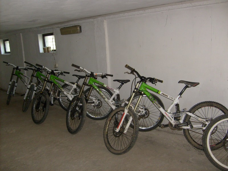The bikes all together in garage