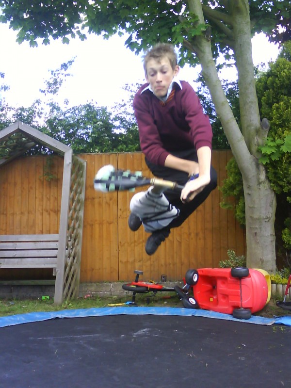 on my mates trampoline at dinner.