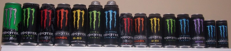 my monsters (need the 24 oz mixxd and the 8 ounce cans)