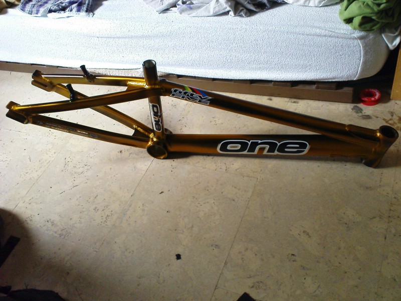My new ONE pro XXL BMX race frame, in gold :P Just completed the build of my new Ghost FR northshore FR/DH bike, but I need a new BMX too!