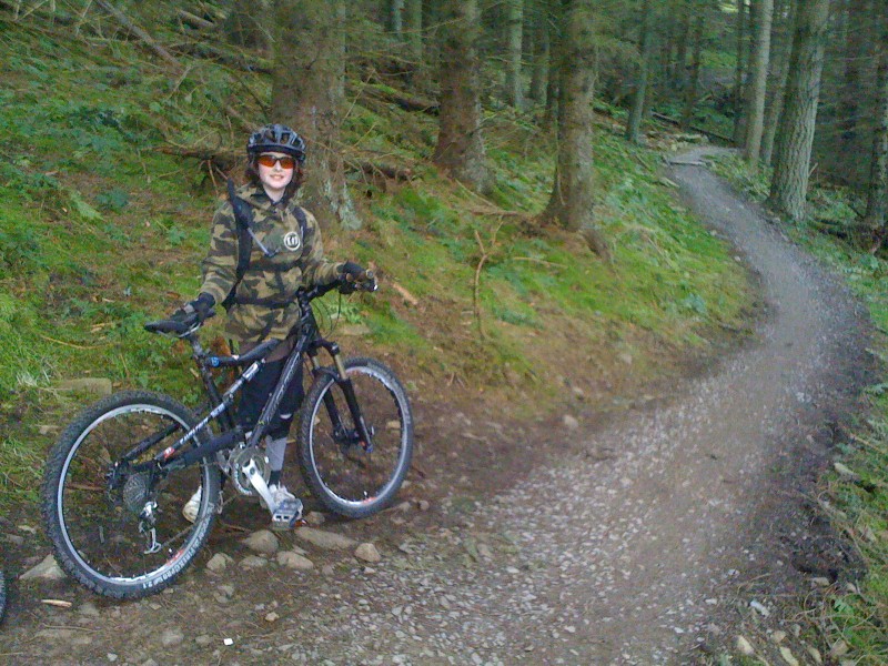My boy age 10 on his 04 heckler built with a load of my spare bits at Glentress Red Route.