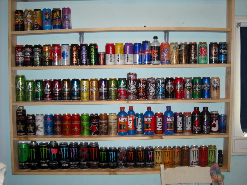 my energy drink can collection, 96 different cans and adding