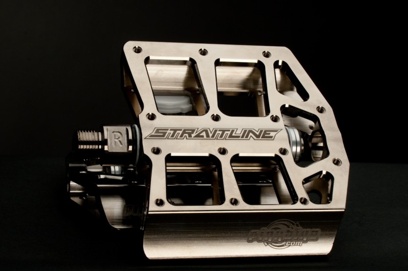 Custom Straitline Pinkbike Pedals - Nickle Plated with CrMo spindle.