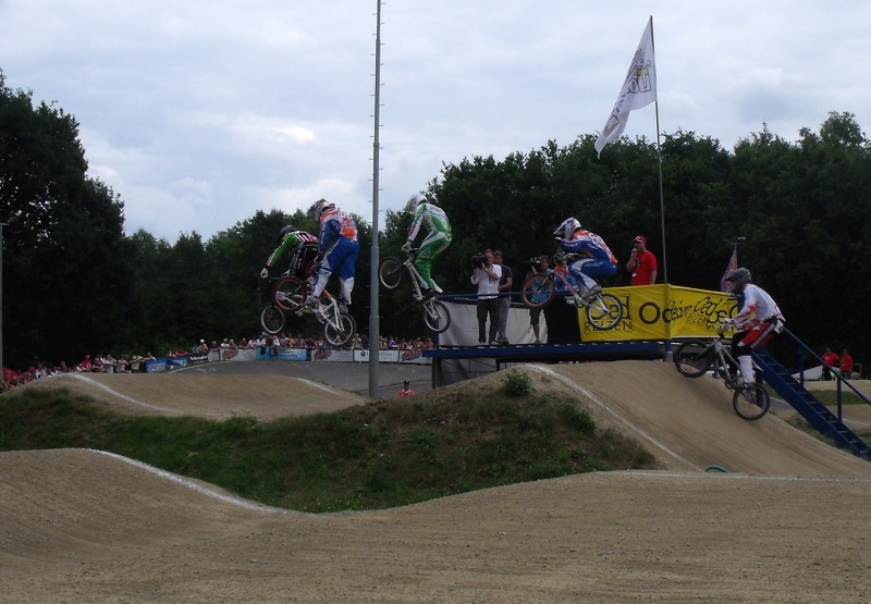 Elite riders at BMX race track Lion D'or Valkenswaard in Eindhoven, Netherlands photo by NS