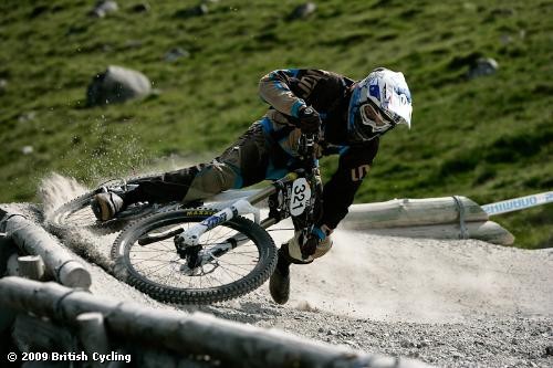 Getting loose, Me crashing at the British NPS in fort william.