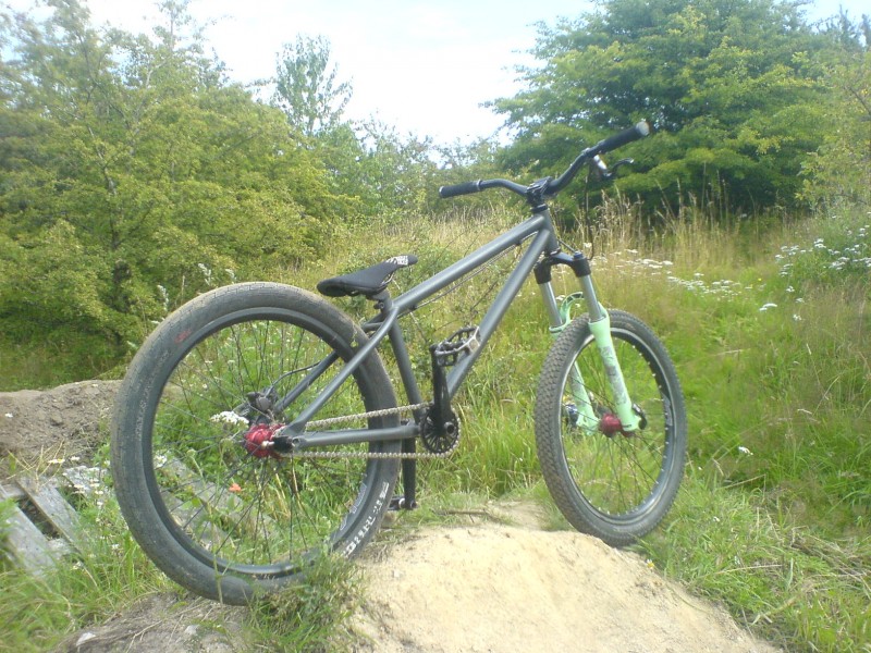 my bike. tried the new frame for the first time on dirt and it rides really good:)
(ns suburban 24" spicific frame)