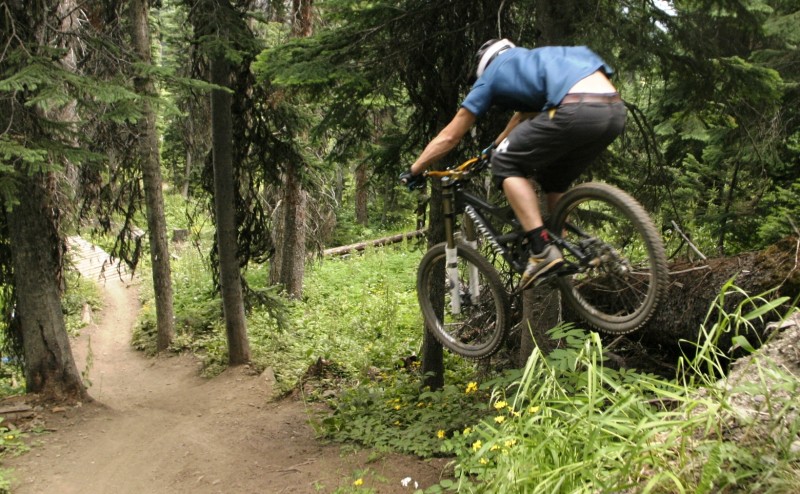 Dropping into some sweet singletrack.