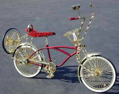 red bike lowrider

140 spokes gold wheel