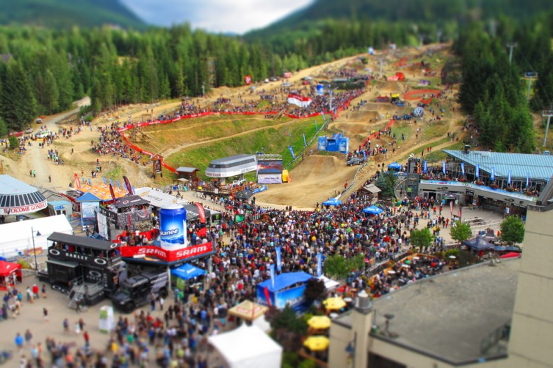Crankworx 2009 Monster Enegry Slopestyle as seen from the balcony of my hotel room.
