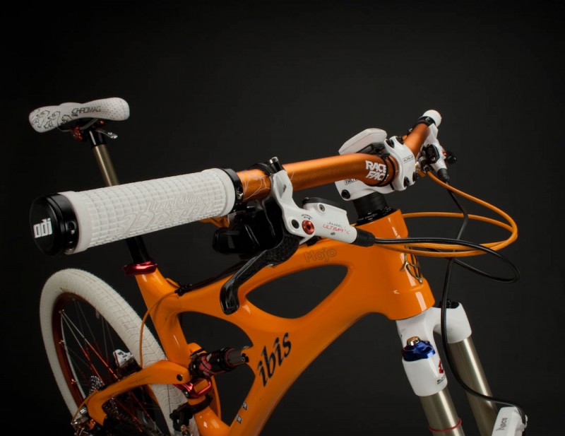 Tylers Orange'cicle. Ibis bike turns white and orange - Full bar view.