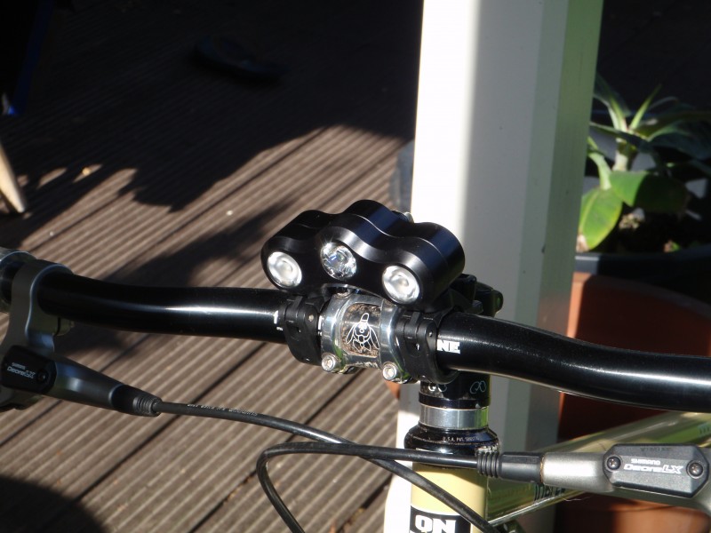 BikeNY's CNC housing, paired with bFlex, XR-E Q5 WH's and Carclo 20mm optics.