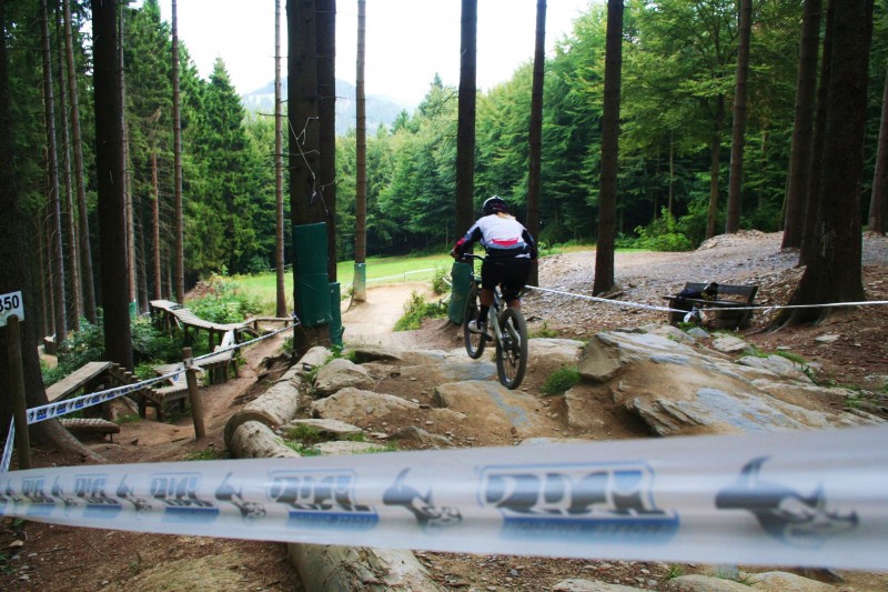 T-A keeping it pinned through the rock garden at Winterberg, Germany.