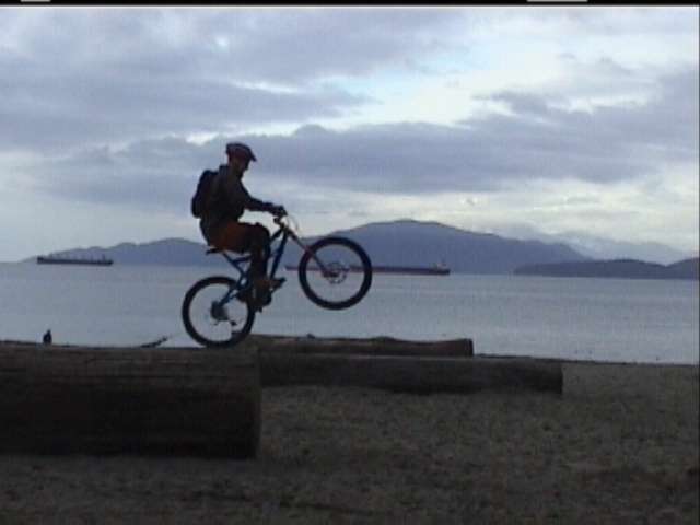 Here is Mike dropping off a log at Kits Beach.