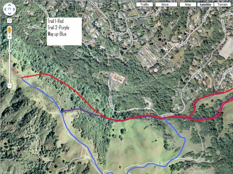 My suggested general outline of where to build trail in Remington/Las Trampas.