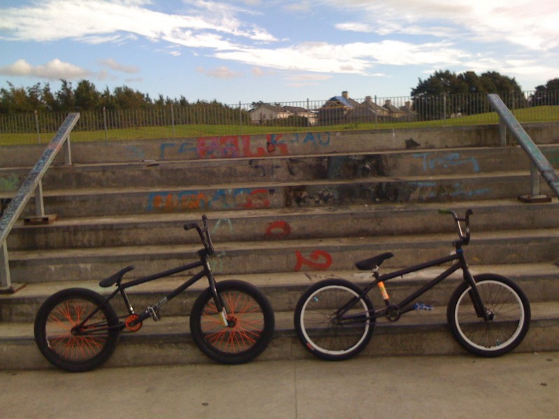 our bikes at the stairs