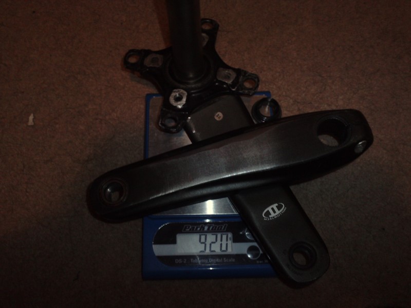 Old heavy Saint crank arms &amp; preload bolt with granny tabs ground off, 920g