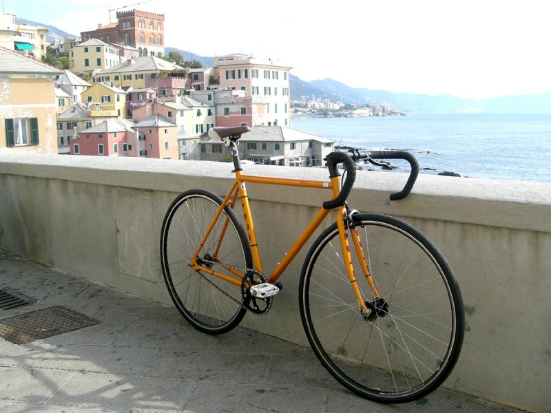 Probably The first ever (exluding those early days in 1900) fixed gear bicycle in Genova town (700.000 inhabitans)