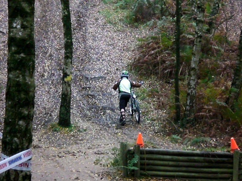 Riding the trails on a dry day, but the ground was wet and slippery :)