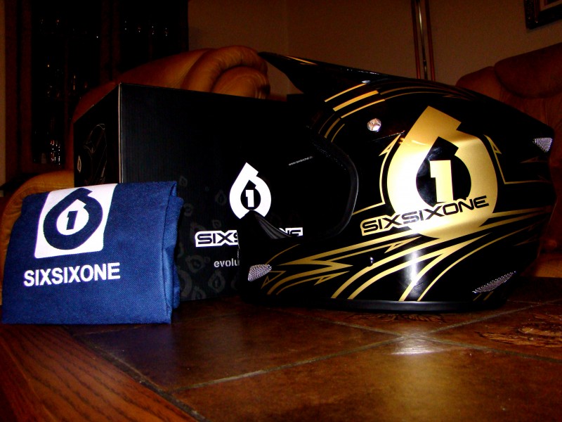My new sixsixone evulution black and gold helmet