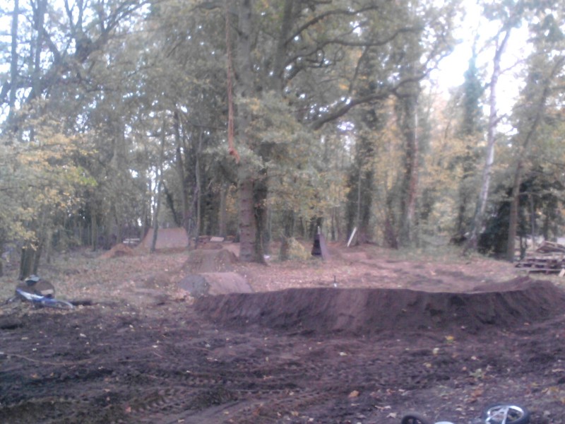 Unfinished burm( needs to be taller) of the pump track.. big set soon to be all the way down the left